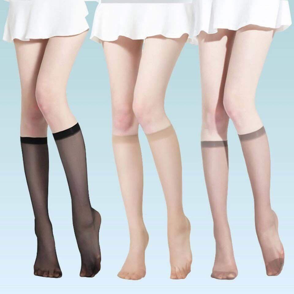 Naimu Nude Summer Long Stockings Ultra-Thin Calf Stockings Half Invisible Transparent Mid-Calf Stockings Women's Socks