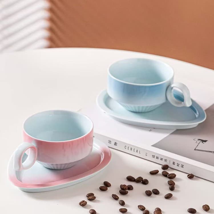 Coffee Cup Saucer Office Coffee Cup Printed Logo Coffee Shop Ceramic Cup Mug with Saucer Milk Tea Water Cup