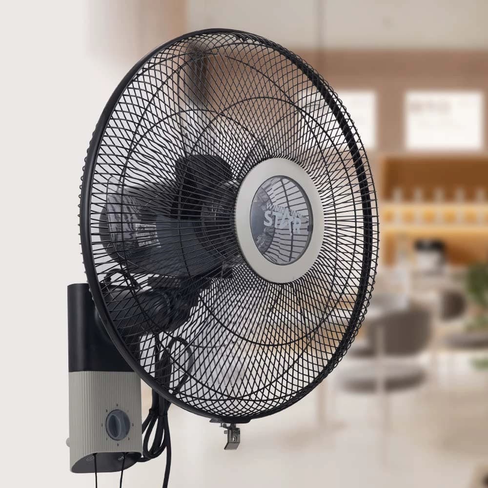 ABS plastic 5-blade wall-mounted fan for export and home use.