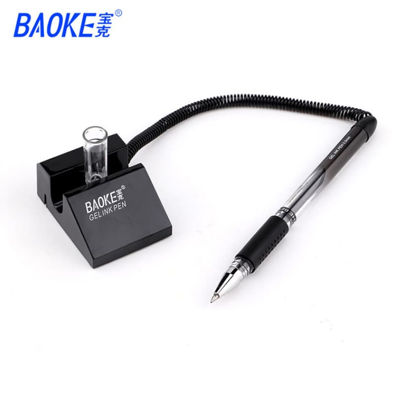 Free shipping Baoke office 850 desk pen counter desktop pen sticky fixed belt rope gel pen bank black signature