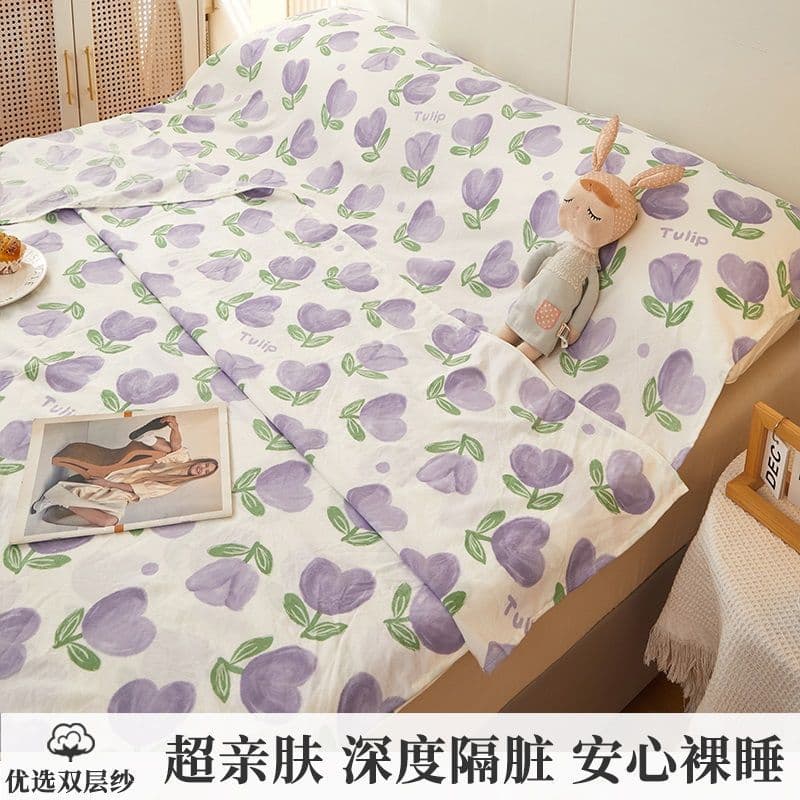 A maternal and infant grade washed cotton hotel dirt-proof sleeping bag adult portable travel bed travel train sleeper