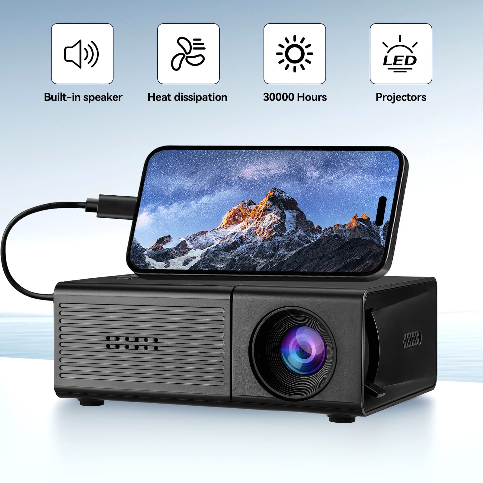 M3S New Cross-Border Mini Projector Home Portable LED Micro Projector HD 1080p Factory TEMU