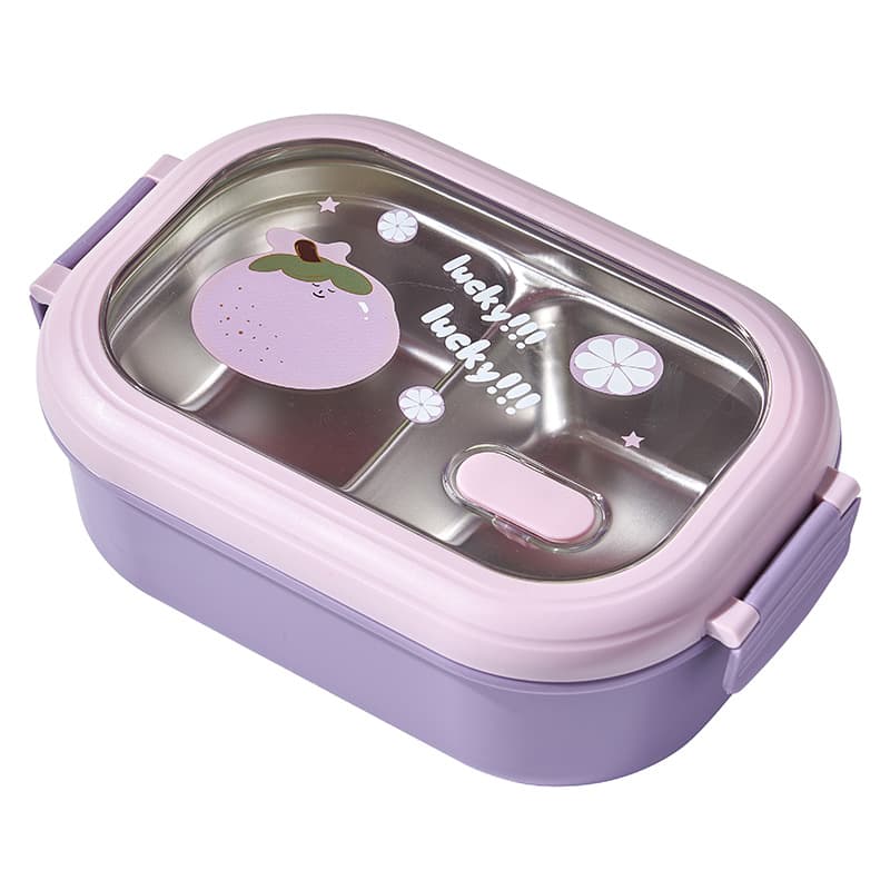 Colorful Fruit Cartoon Lunch Box Stainless Steel Student Compartment Bento Box Office Worker Lunchbox Portable Lunch Box
