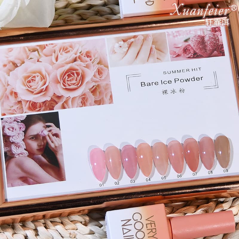 9-Color Nude Ice Gel Polish Set, Sheer Gel Nail Polish, Translucent Nude Nail Gel for Soak-Off UV Gel Manicure