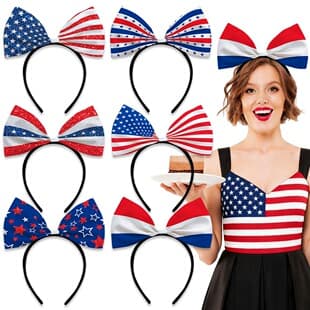 Cross-border US Independence Day Headwear Flag Headband Independence Day Party Decoration Prop Bow Headband Hair Accessory
