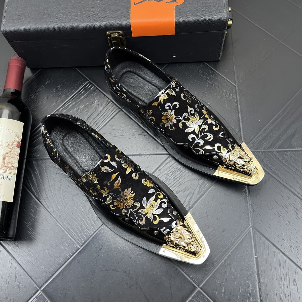 High-looking iron-headed personality foreign trade men's shoes business casual leather shoes British style hairdresser leather shoes Korean style hairstylist
