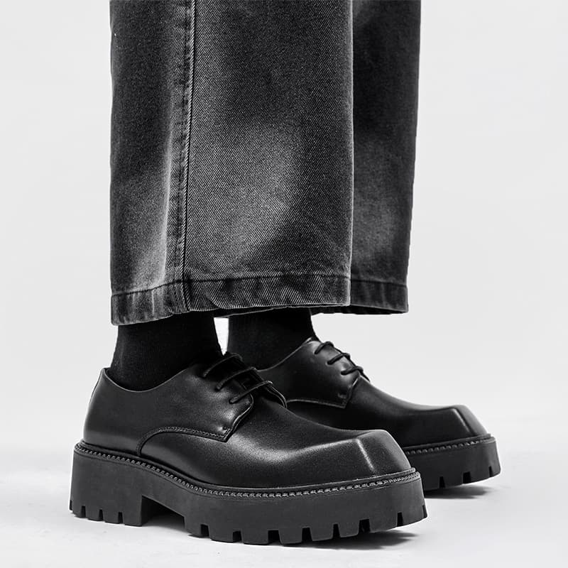 New Rhinoceros Horn Men's Casual Leather Shoes Thick Sole Heightening Versatile Style Youth Shoes Best Man Shoes Wedding Shoes Korean Version