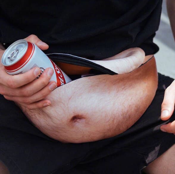 Dadbag Creative Funny Beer Belly Waist Pack Anti-harassment PU Stomach Pouch