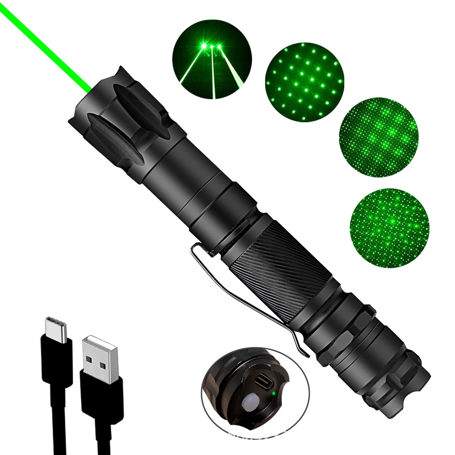 Type-C 764 green light engineering laser light long-range strong light laser flashlight coach special pointing pen