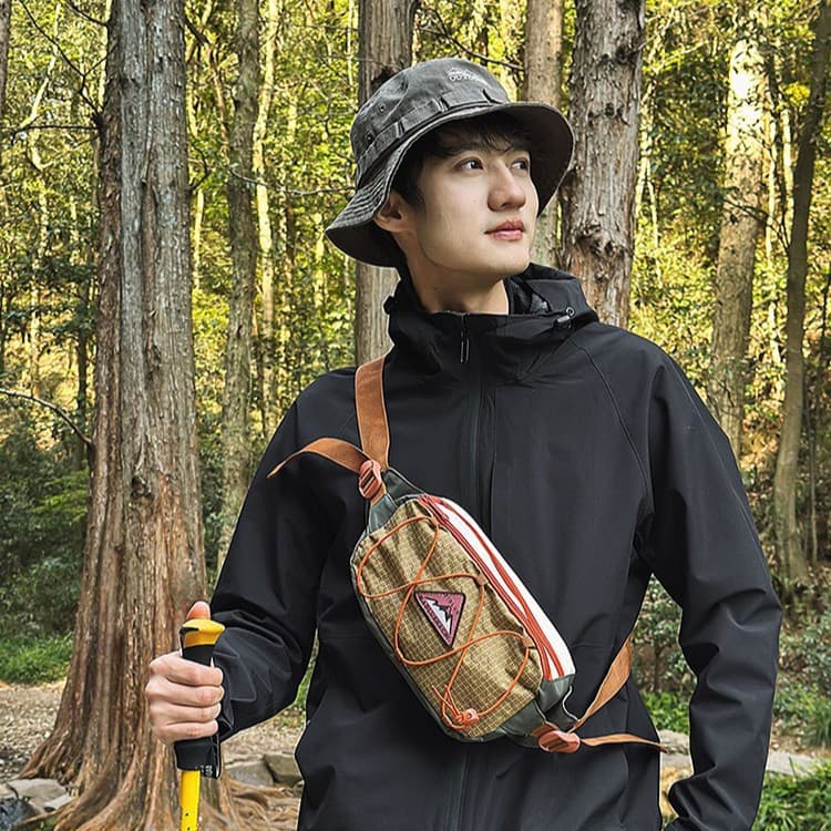 New American Retro Crossbody Bag Casual Versatile Waist Bag Stylish Sporty Chest Bag Waterproof Durable Hiking Backpack