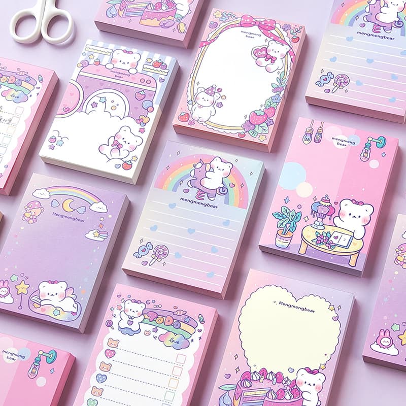 Message Confession Strategy Note Pad Soft Cute Bear Girl Heart Memo Note Paper Handbook Collage 100 Sheets 8 Types