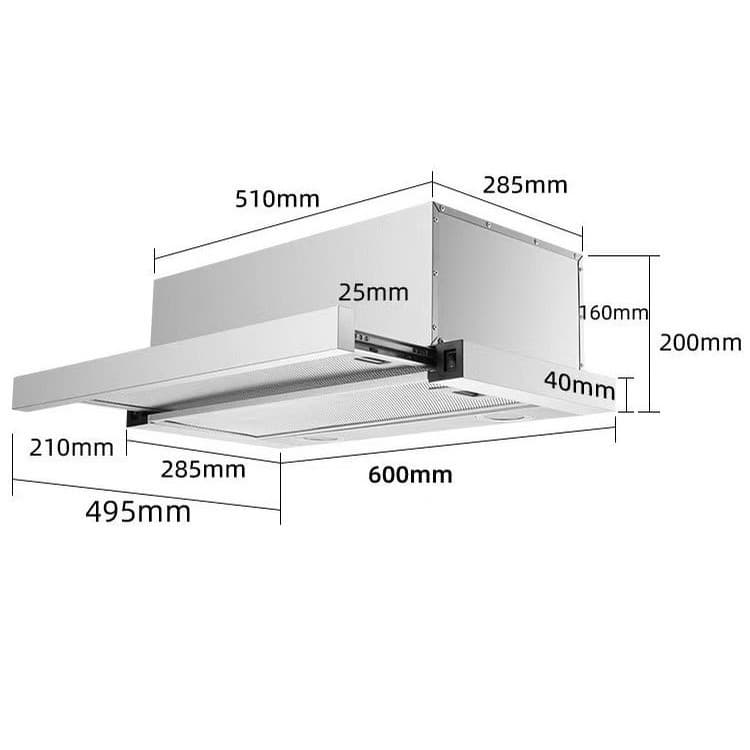 Sliding Range Hood Internal Circulation Household Small Size Top Suction Small Apartment 600mm Wide Kitchen Smoke Extractor