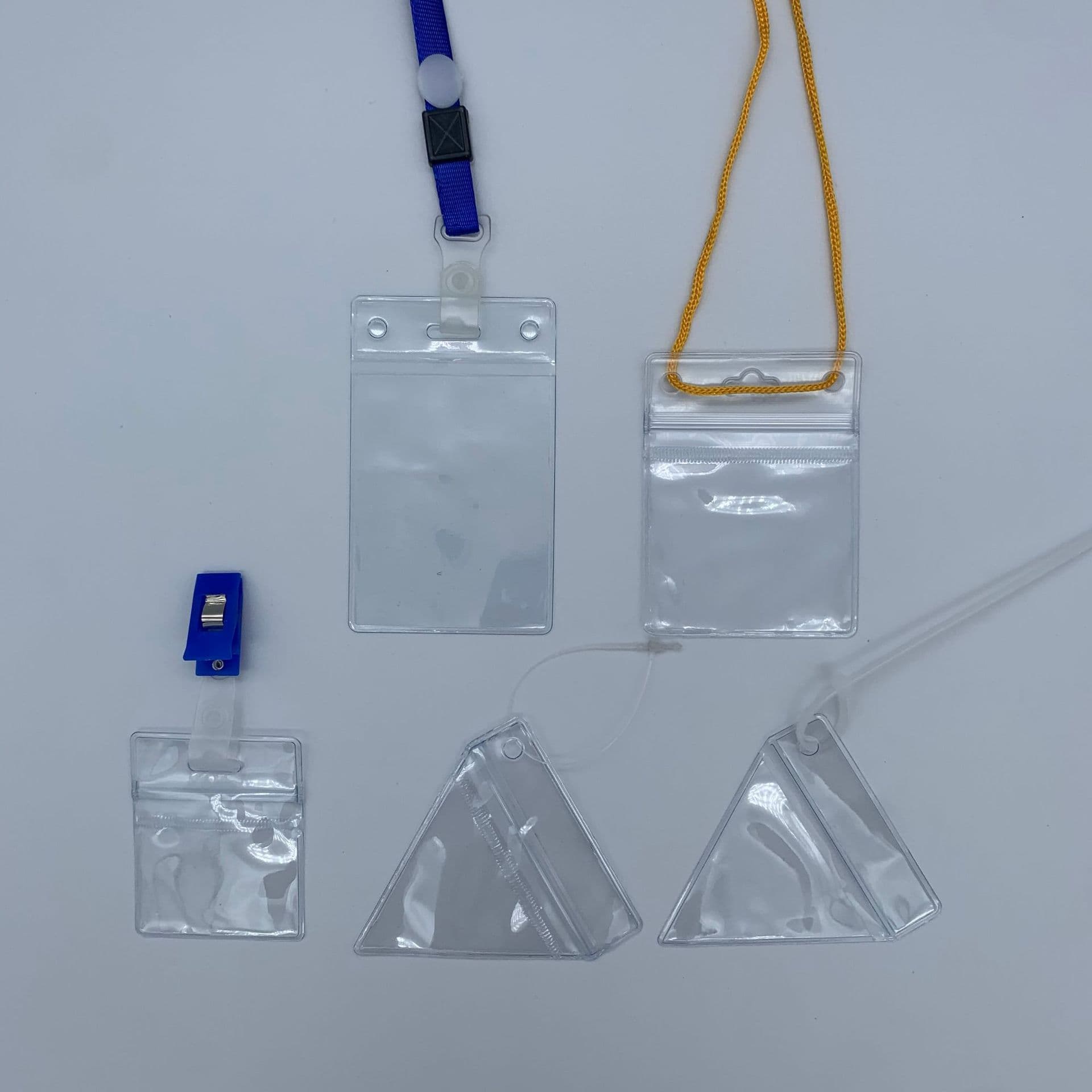 Certificate sleeves, PVC soft film waterproof chest card protectors, plastic transparent factory badge label sleeves, price tag pouches.