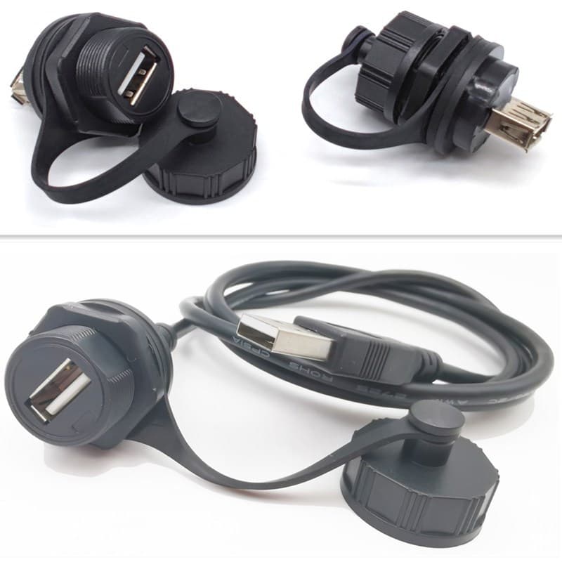 20 double female USB panel fixed socket IP67 data signal cable male female connector dustproof power supply