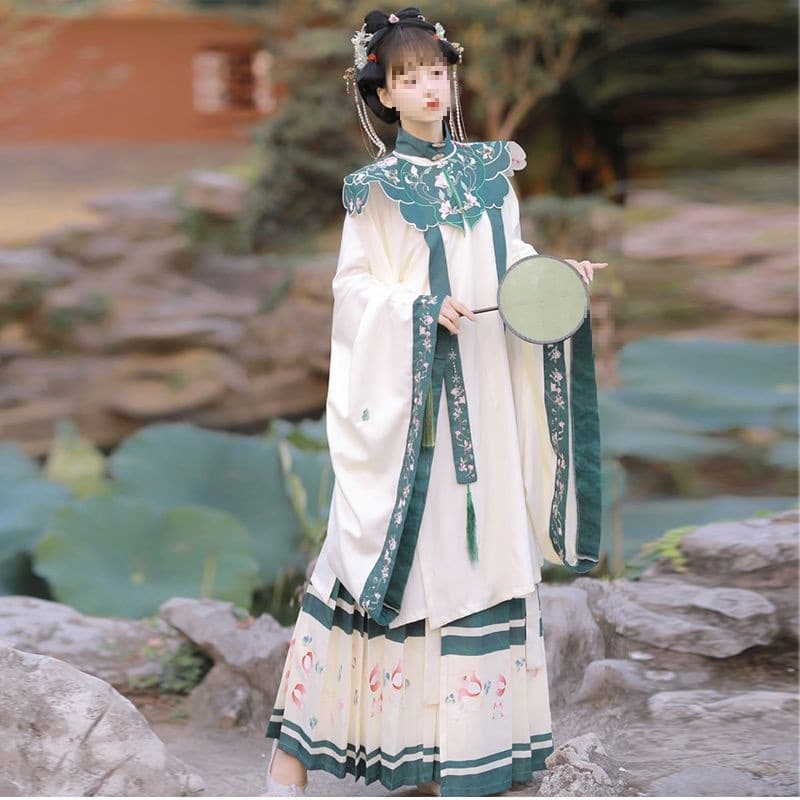 Xi Yuan Ji Original 【Zi Jin】Hanfu Women's Ming Dynasty Long Jacket, Stand-Up Collar Cloud Shoulder, Hundred-Fold Skirt, Heavy Embroidery Four-Season Style