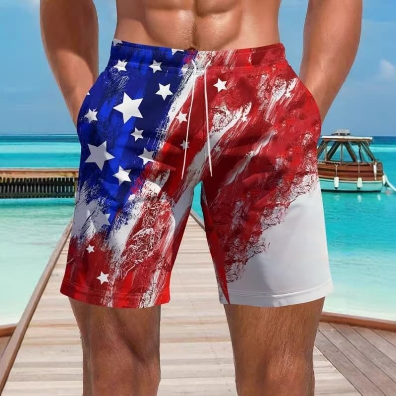 2026 New Casual Digital Print Shorts Breathable Gradient Color Shorts Men 3D Print Men's Casual Shorts