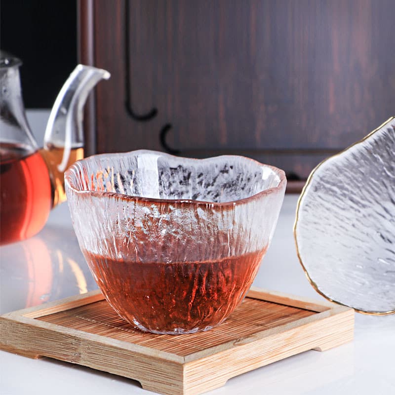 Japanese Glass Tea Cup Raindrop Cup Hammered Texture Snow Cup Large Size Master Cup Aroma Cup Single Cup Kung Fu Tea Set Wholesale