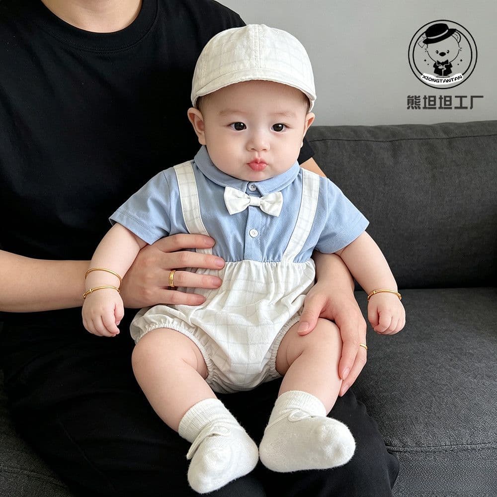 Baby Summer Thin Two-piece Fashionable Baby One-Year-Old Boy Dress Summer Clothes Infant Clothes One-piece Romper Suit