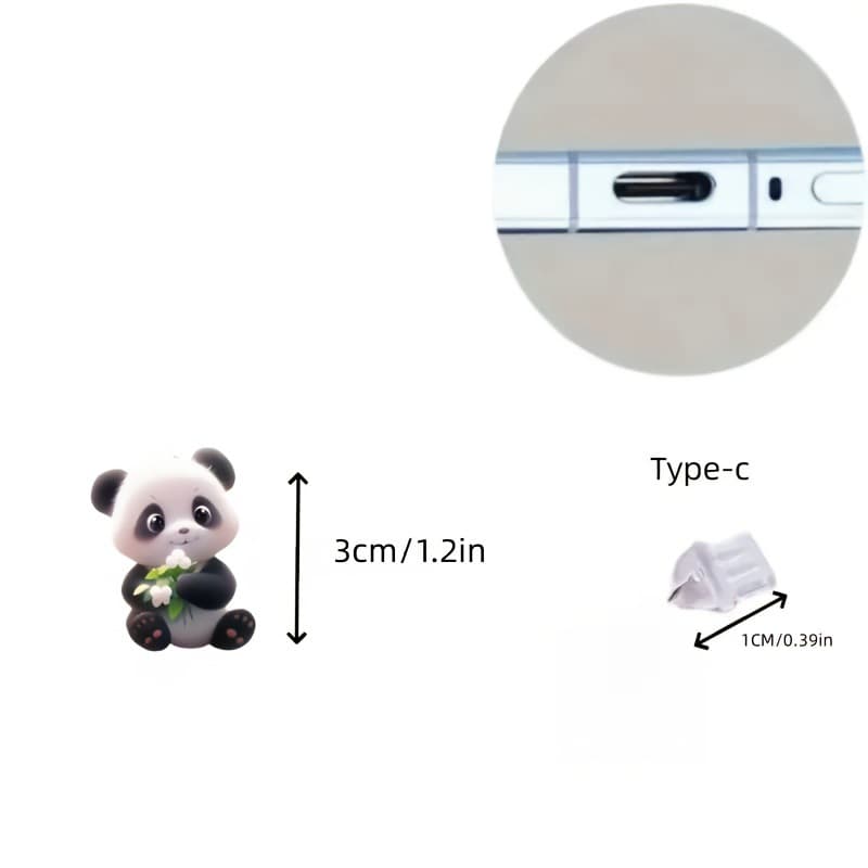 Small Cute Panda Cross-Border Hot-Selling Acrylic Phone Dust Plug Charm Pendant Type-C