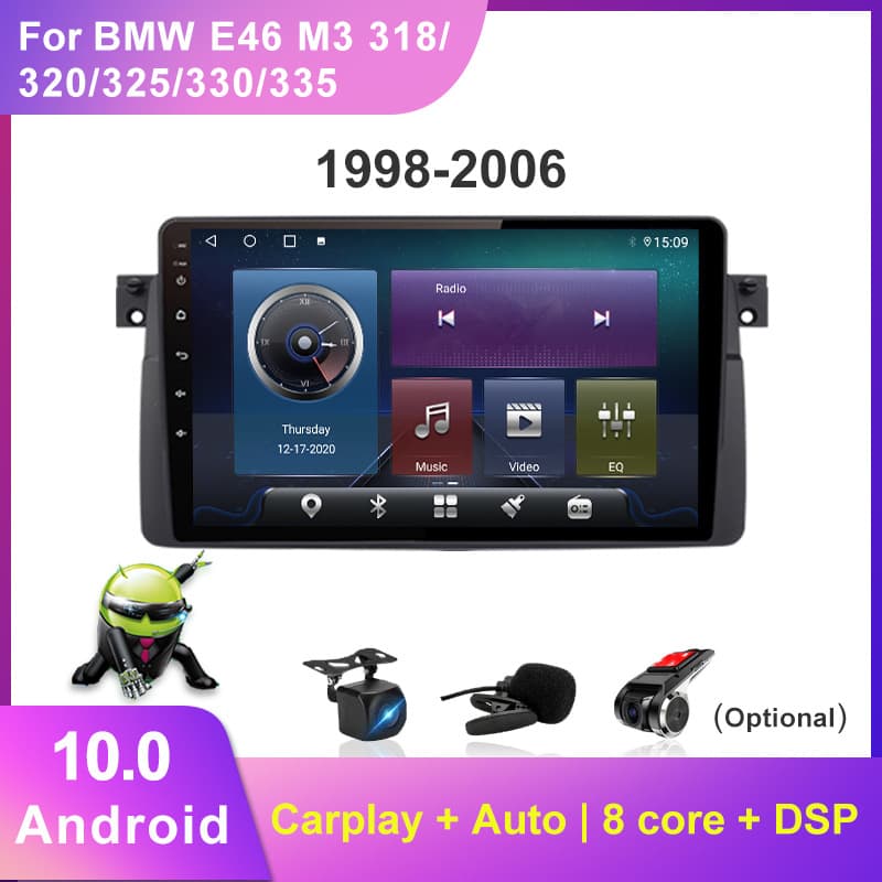 Android Smart Large Screen Car Navigation with Reverse Camera Display for BMW E46 3 Series