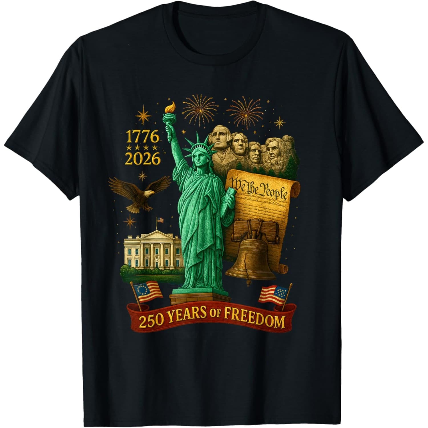 【European Size Cotton T-Shirt】We The People 250 Years of Freedom 1776-2026 250t