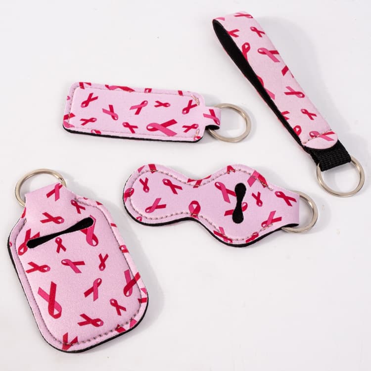 Hot-selling neoprene keychain long hand sanitizer bottle case small 8 lip balm case small square lipstick case