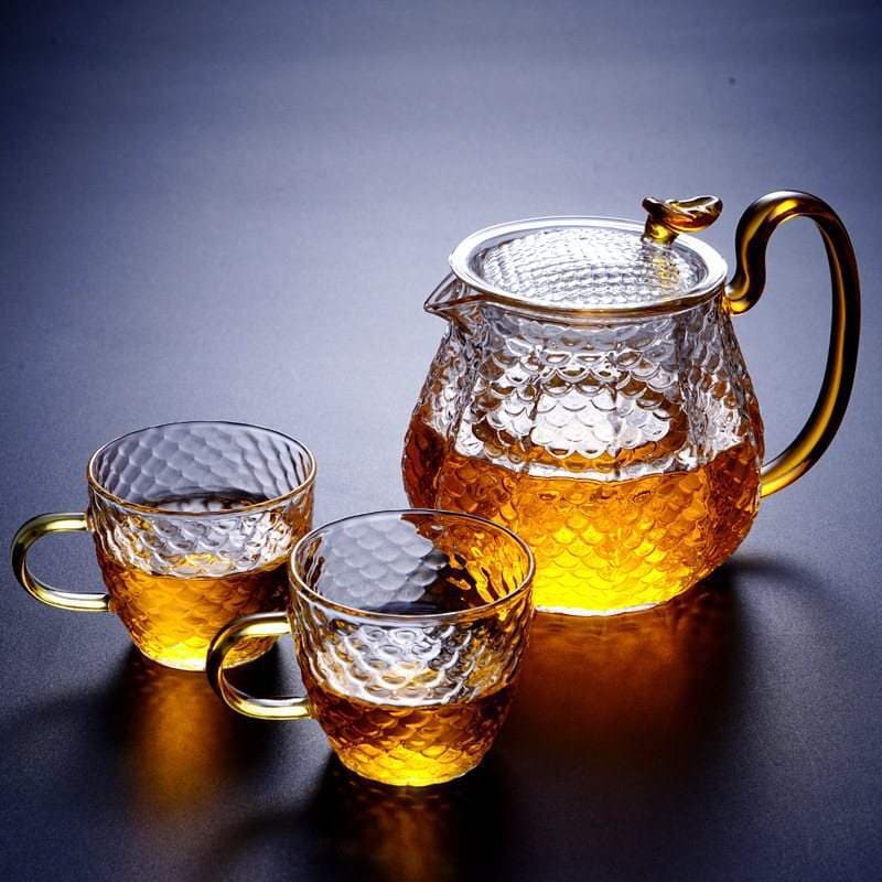 Wholesale High Borosilicate glass teapot set filter teapot household boiling teapot hammered dragon incense pot