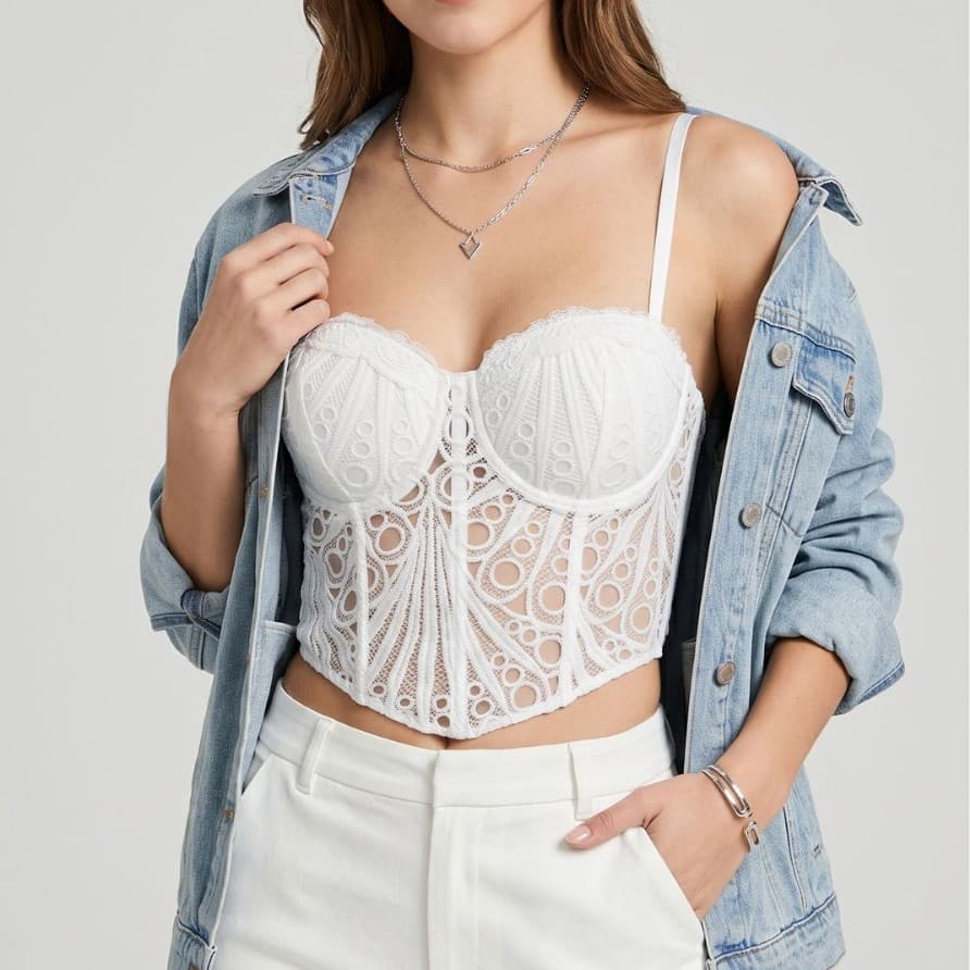 Cross-border French High-end Fishbone Corset White Tube Top Tight Shapewear Corset Factory Stock
