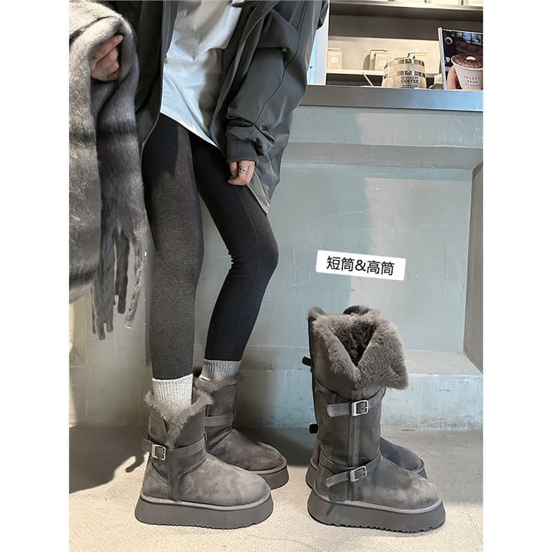 Factory Direct Stock Gray Women's Snow Boots 2025 Winter New Thick Sole Lined Thickened Long Snow Boots