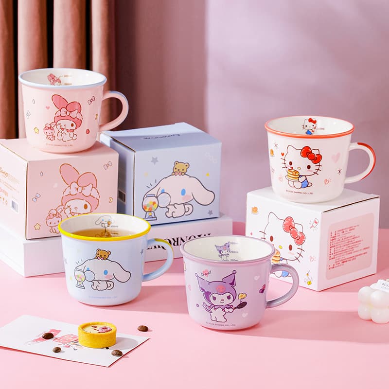 Sanrio Children's Measuring Cup Milk Cup Water Cup Ceramic Cartoon Cup Kuromi Hello Kitty Cup New Product Wholesale