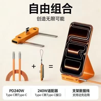 Hot-selling cable holder compatible with Apple Huawei flat cable dual Type-C super fast charging cable from factory