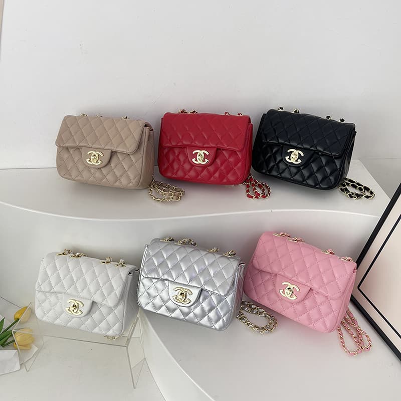 New Chain Square Bag Fashion Diamond Pattern Women's Bag Crossbody Shoulder Bag Lock Buckle Chanel Style Bag Women Cross-border
