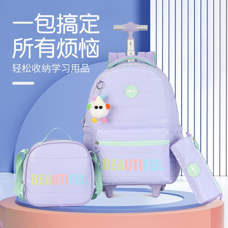 Cartoon Kids Backpack Fashion Travel School Bag Elementary Student Bag with Casual Schoolbag Trolley Backpack Three-Piece Set