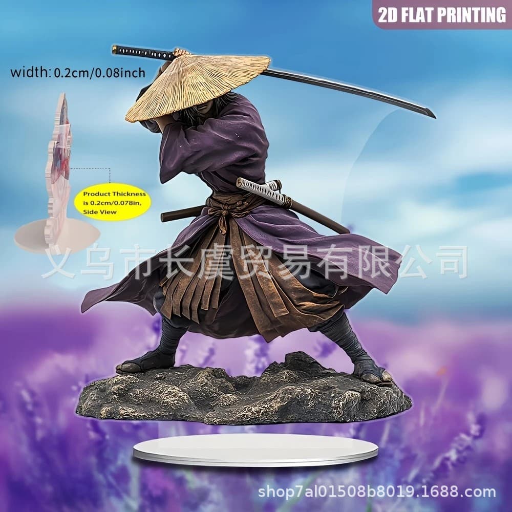 2D Cross-Border New Style Japanese Samurai Swordsman Display Cabinet Decoration Office Desktop Acrylic Flat Figurine Holiday Gift