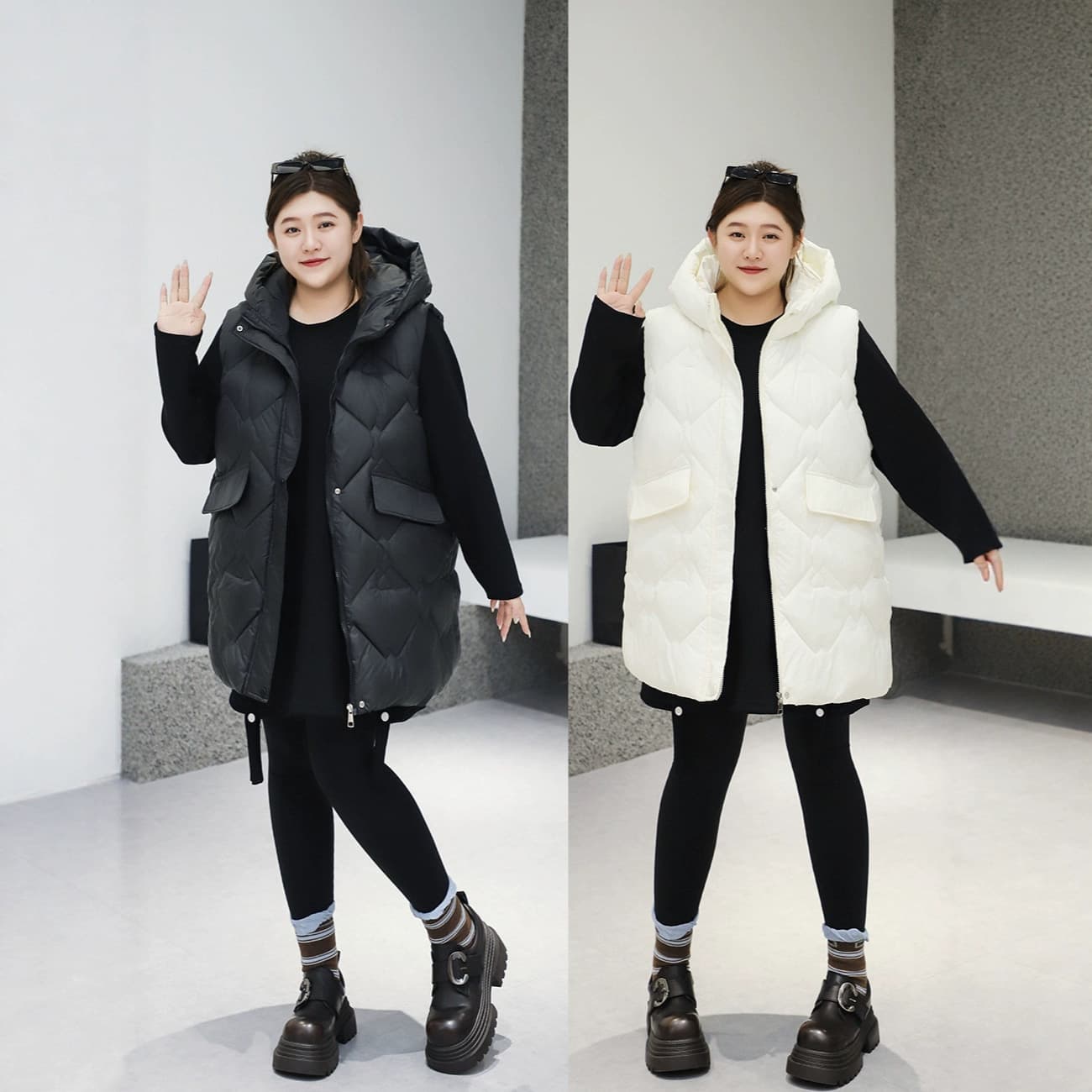 2025 Winter New Soft Thickened Warm Comfortable Hooded Cotton Vest, Extra Large Size Women's Wear for 300 Jin Plus Size