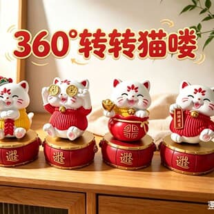 Creative Spinning Maneki Neko Gift Set, Business Event, Annual Meeting Gift for Clients, Children's Souvenir, Birthday Gift