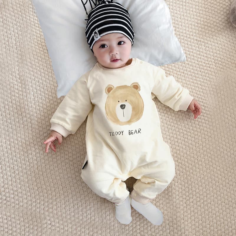 Baby Clothes Spring and Autumn Newborn Romper for Infant Boys and Girls, Cartoon Bear Design