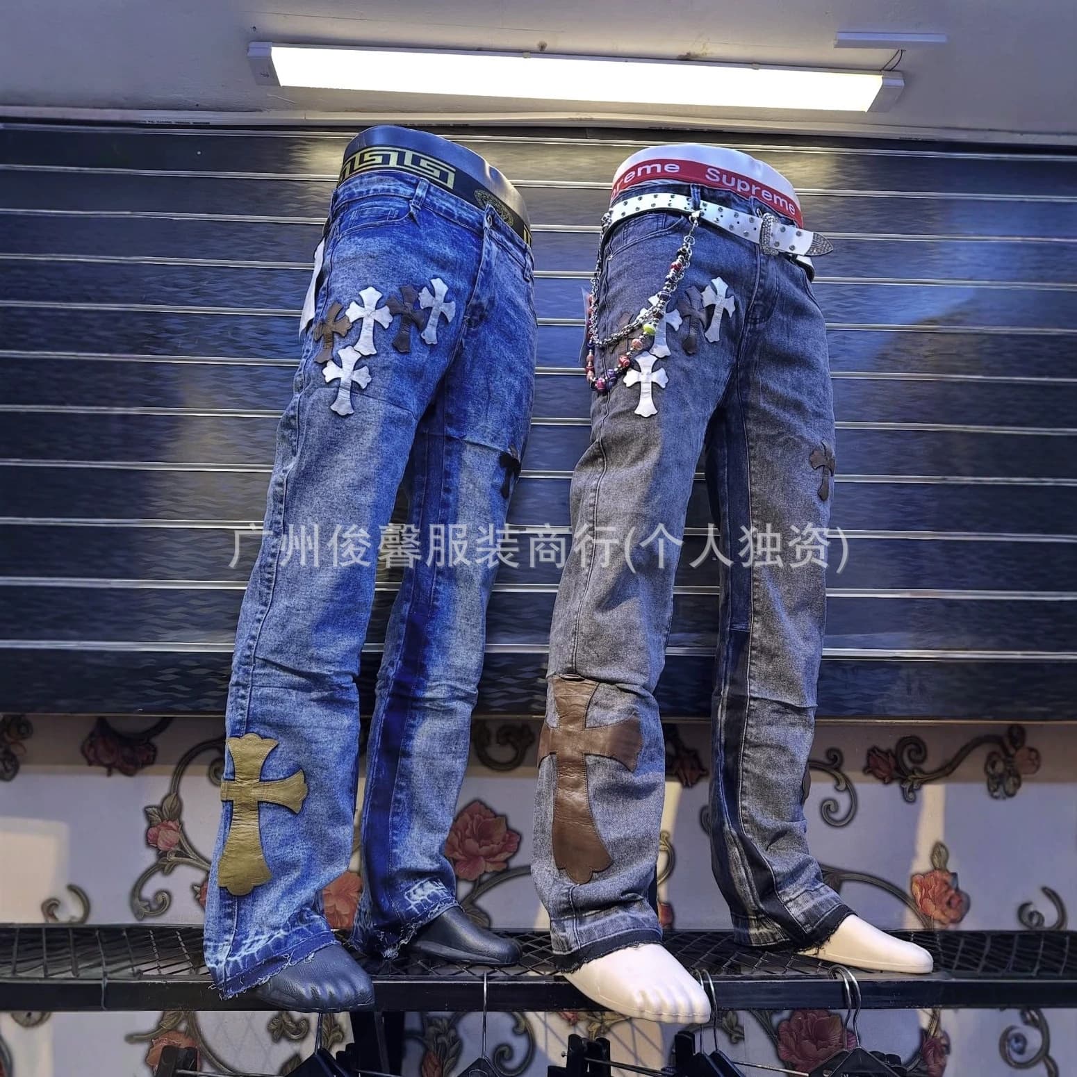 Men's Jeans High Street Trendy Loose Fit Cross Men's Jeans Trousers Wholesale