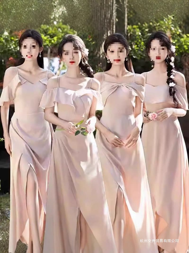 Bridesmaid Dress 2025 New Autumn/Winter Champagne Color Everyday Wear Graduation Bridesmaid Dress Unique Style