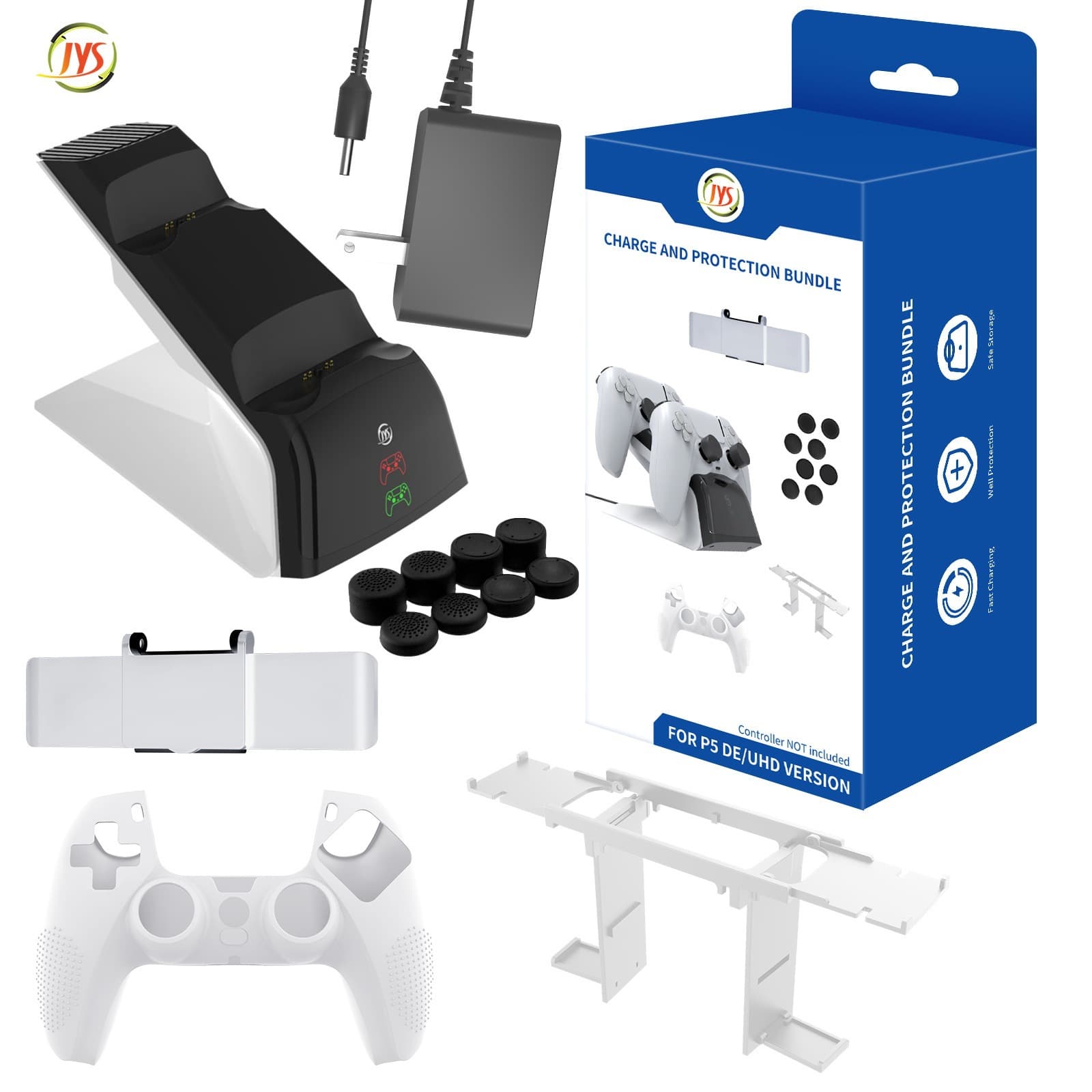 PS5 Twelve-in-One Set: Controller Charging Stand + Joystick Caps + Privacy Cover + Silicone Case + Stand JYS-P5151