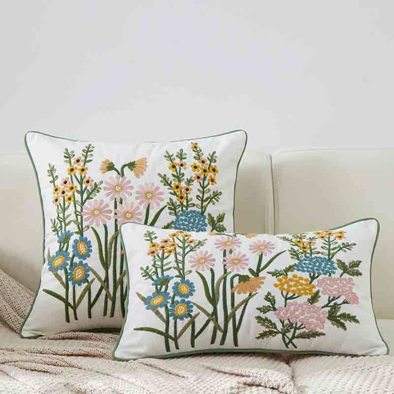 Daisy embroidered pillow case ins pastoral style sofa tatami side sleeping plant home wholesale