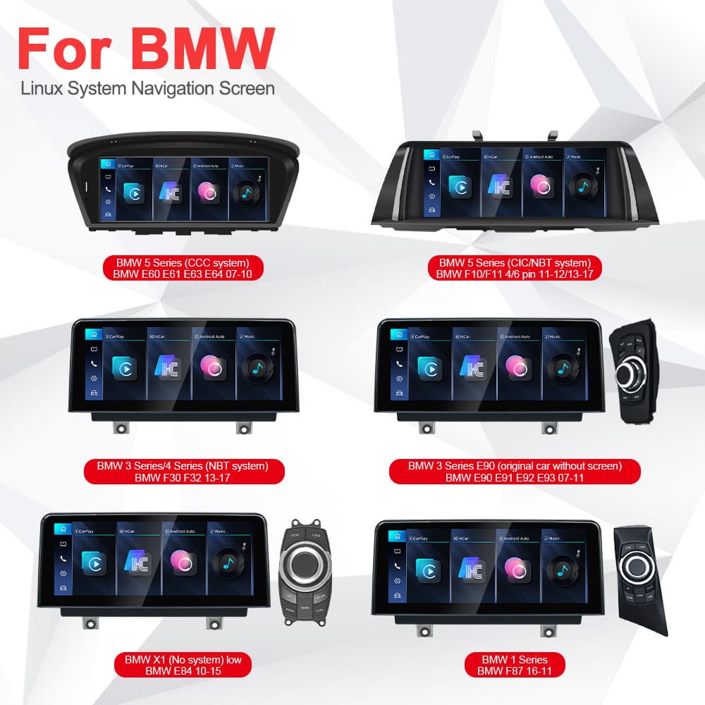 Compatible with BMW Full Range Linux System Central Control Large Screen Navigation, Supports CarPlay In-Car Navigation All-in-One