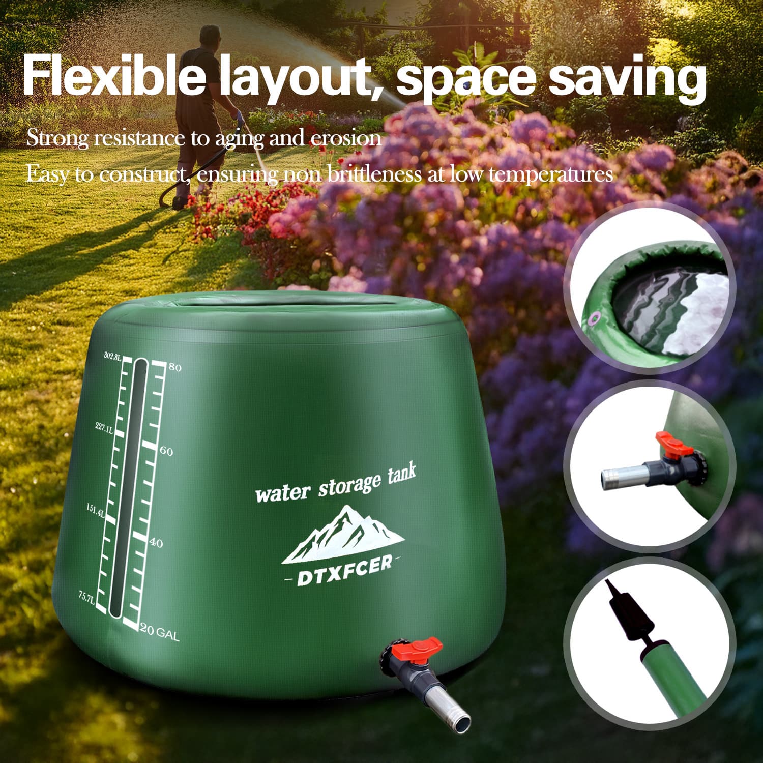 Cross-Border Soft Water Storage Tank, Collapsible Water Bag, Outdoor Garden Inflatable Round Water Bucket, Agricultural Water Storage Pool for Home Use