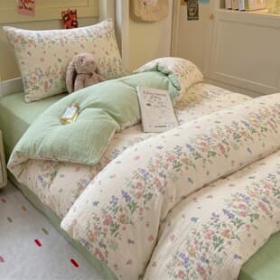 2026 New Bedding Set 4-Piece Cartoon Print Design College Student Dorm Single Duvet Cover 3-Piece Machine Washable