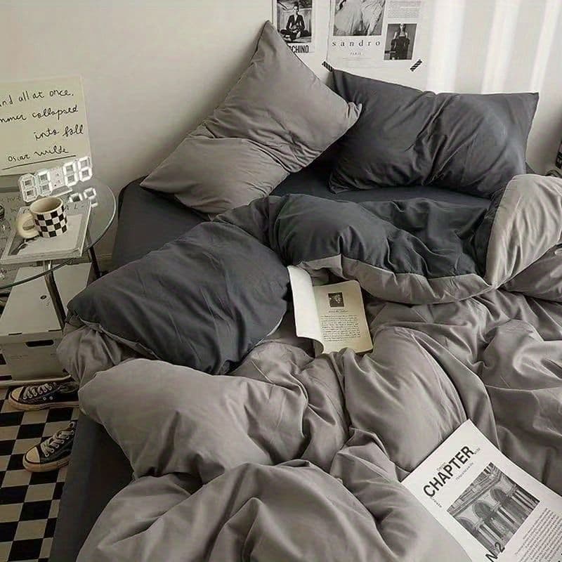 Plaid thickened twill brushed duvet cover, bed sheet three-piece set, four-piece set, single duvet cover, bedding