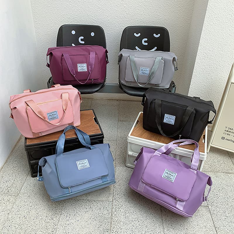 Foreign trade short-distance travel bag dry and wet separation nylon yoga fitness bag women's foldable extended large-capacity luggage backpack