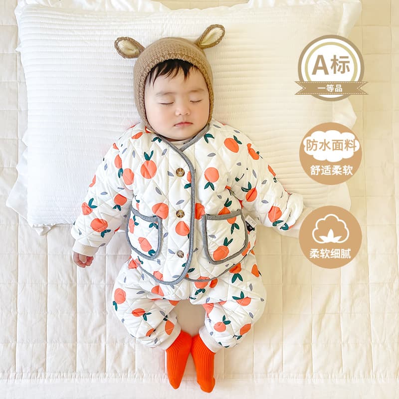 Baby Cotton Padded Separates Winter Newborn Toddler Boys Girls Thick Quilted Jacket Set