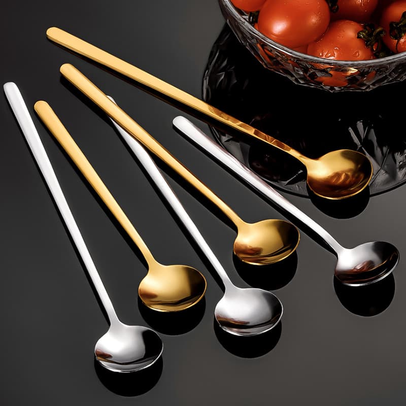 Stainless steel small round spoons, coffee spoons, bird's nest spoons, honey dessert wedding companion gifts stirring spoons, customizable with LOGO.