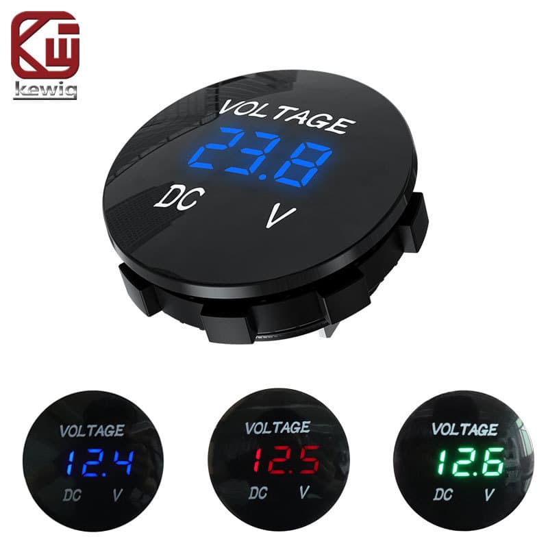 Kewig modified car battery voltmeter with LED digital display, 12-48V waterproof, for vehicle testing.