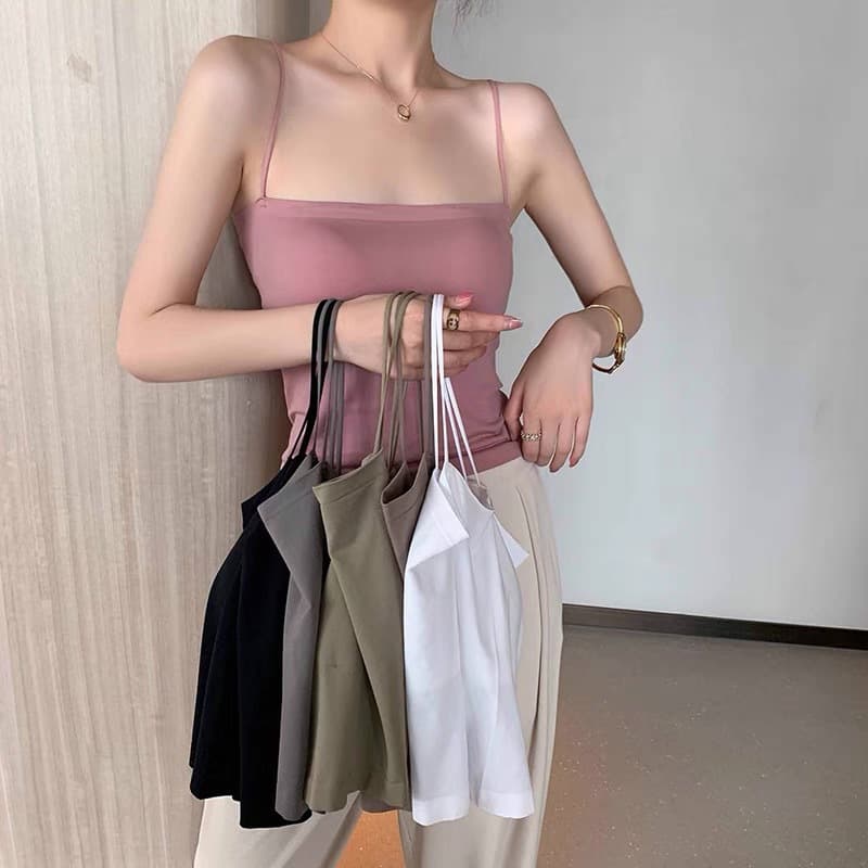 1806 solid color camisole sports vest fixed cup back-beautifying chest wrap can be worn as outer layer versatile anti-wardrobe malfunction chest wrap base layer underwear.